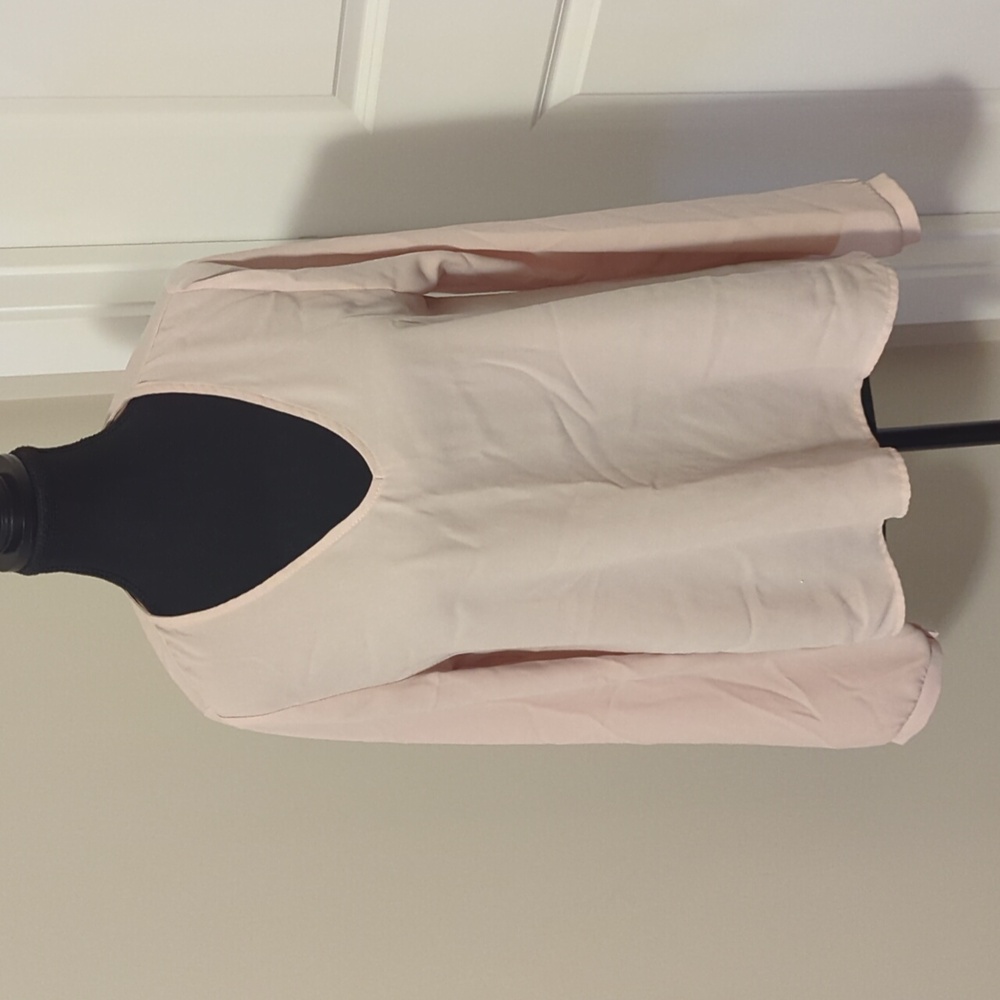 LUSH | light blush blouse, flowy, long sleeves with button accents, size medium